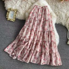 Elastic-waist floral chiffon skirt, all-match sweet long skirt, high waist fairy A-line big swing long skirtMaterial:chiffonColor:black,blue,pinkStyle:sweetFeatures:floralSize(CM):free 1inch=2.54cmlength:82,waist:62-74&ltp&gtNote:Due to different measurement methods,there will be 1-3 error(unite:cm), please understand.</p>&ltbr/> Chiffon Skirts For Women, Shein Floral Skirt, Long Frilly Skirt Outfit, Fairy Long Skirt, Floral Denim Skirt, Floral Skirts Long, Floral Skirts Summer, Flower Skirts Long, Long Skirts Cute