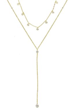 Ettika Simplistic Crystal Layered Lariat Necklace Set Minimalist Adjustable Lariat Layered Necklace, Adjustable Dainty Lariat Layered Necklace, Dainty Adjustable Lariat Layered Necklace, Adjustable Double Strand Lariat Necklace With Delicate Chain, Adjustable Lariat Necklace For Layering, Adjustable Delicate Chain Lariat Necklace, Adjustable Round Lariat Necklace With Delicate Chain, Adjustable Dangle Lariat Necklace For Layering, Adjustable Dangle Necklaces For Layering