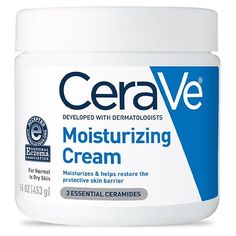 CeraVe Moisturizing Cream includes three essential ceramides and hyaluronic acid to effectively hydrate the skin and restore the skin's protective barrier. Developed with dermatologists and suitable for dry and very dry skin on the face and body, this rich, non-greasy, fast-absorbing moisturizing cream features patented MVE Delivery Technology to release a steady stream of moisturizing ingredients throughout the day and night. CeraVe Moisturizing Cream with ceramides is fragrance free. Cerave Moisturizer, Cerave Skincare, Ben Johnson, Cerave Moisturizing Cream, Skin Care Routine For 20s, Gel Set, Cream For Dry Skin, Moisturizing Face Cream, Hydrating Moisturizer