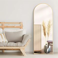 Muselady Gold Arch Mirror Full Length,65"x22" Oversize Rectangle With Arch-crowned Top With Tempered Glass Leaning Floor Mirrors-the Pop Home : Target Gold Mirror Bedroom, Large Standing Mirror, Gold Floor Mirror, Leaning Floor Mirror, French Style Mirrors, Large Floor Mirror, Mirror With Stand, Drywall Anchor, Modern Bathroom Mirrors