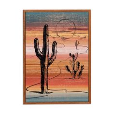 a painting of a cactus in the desert