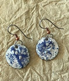 Blue And White Earrings, String Bag, Mocha Brown, Enamel Earrings, White Earrings, True Colors, My Jewellery, Valentine Gifts, Etsy Earrings