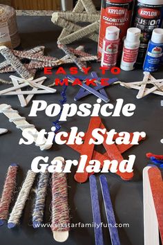 popsicle stick star garland Popsicle Stick Stars, Popsicle Stick Star, Star Garland Diy, Stick Stars, Fusion Paint, Star Banner, Garland Diy, Star Family, Star Garland