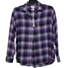 This Shirt Is New With Tags! Organic Cotton. Purple Black Plaid Flannel. Button Front. Loose Oversized Fit. Women’s Size Small. 8.5.24 N Cheap Button-up Flannel Shirt With Snap Buttons, Purple Flannel Outfit, Purple Flannel, Thrift Stores, Book Decor, Black Plaid, Plaid Flannel, Purple Black, Dream Wardrobe