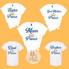 Gather Shirts for the entire Family! White Shirt With Letter Print For Family Events, Blue Shirt For Summer Birthday, Family Matching Blue Shirt With Name Print, White Top With Name Print For Family Events, White Tops With Name Print For Family Events, Blue Short Sleeve Tops For Birthday, Blue Pre-shrunk Family Matching Shirt, Family Matching Blue Shirt With Letter Print, Blue Tops For Summer Gender Reveal