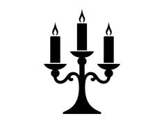 a black and white silhouette of a candelabra with three candles on it