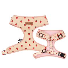 Strawberry Harness - Sniff & Bark Best Dog Harness, Cute Dog Harness, Leopard Flower, Polka Dot Bow Tie, Strawberry Flower, Puppy Harness, Dog Flower Collar, Purple Daisy