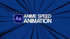 an animation logo with the words anime speed animation in white on a blue and black background