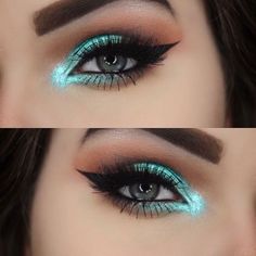 Makeup Turquoise, Turquoise Eye Makeup, Teal Eye Makeup, Turquoise Eyes