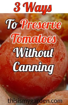 tomatoes with the words 3 ways to preserve tomatoes without canning