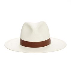 JANESSA LEONE - White Packable Straw Fedora - Michon Luxury Chic Flat Brim Panama Hat, Eco-friendly Fedora Sun Hat For Summer, Eco-friendly Flat Brim Panama Hat For Beach, Safari-style Panama Hat With Curved Brim For Travel, Janessa Leone Hat, Straw Fedora, Trending Today, Stylish Hats, Love Hat