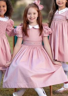 MARCELLA GIRLS HAND SMOCKED DRESS IN ROSE PINK – Hannah Rose Vintage Boutique Twin Clothes, Baby Dress Diy, Adorable Clothes, Hannah Rose