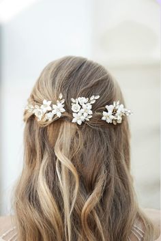 Bridal hair piece floral Bridal hair pins floral bridal headpiece floral wedding hair jewelry floral bridal hair pins floral hair pins This beautiful  bridal hair pins is made with lots of flowers, crystals and pearls. It looks beautiful above a bun, chignon, a half-up hair style or a plait.  Perfect for the bride or bridesmaids. Floral Bridal Hair, Pearl Hair Pin Wedding, Pearl Hair Piece, Bride Hair Pins, Pearls Hair, Pearl Bridal Headpiece, Bridal Hair Pins Pearl, Bridal Floral Headpiece, Floral Wedding Hair