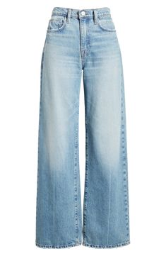 Highwaist Jean Outfits Wide Leg, Cute Wide Leg Jeans, Jeans And Denim, Over Size Jeans, Wide Length Jeans, Blue Outfits Ideas, A Line Jeans, Womens Wide Leg Jeans, Blue Jeans Wide Leg