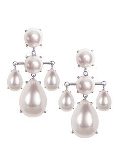 Triple up on luster with our Audrey Chandelier earrings, they're sleek and chic and ready to party! These pearl cabs are perfect for your wedding day and your maids and they're simple enough to enjoy long after the wedding is over. Made from glass pearl cabs for a simple and chic finish. Available in either a Rhodium or Gold plate finish 1.18"/30mm wide x 2.08"/53m long Post back (Clip available upon request) Shipped in custom Elizabeth Bower gift packaging including product care instructions. Classic White Drop Chandelier Earrings, Pearl Chandelier Dangle Earrings For Evening, Pearl Dangle Chandelier Earrings For Evening, Classic White Chandelier Earrings For Formal Events, Classic White Chandelier Earrings For Formal Occasions, Classic White Chandelier Earrings For Party, Classic White Pearl Drop Chandelier Earrings, Elegant White Drop Chandelier Earrings, Elegant White Chandelier Earrings For Evening