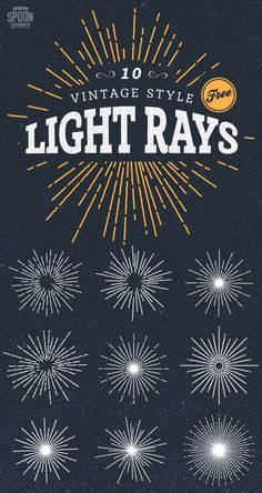 the vintage style light rays poster is displayed on a dark background with yellow and white fireworks