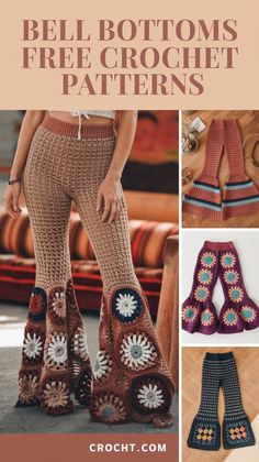 crochet bell bottom pants and leg warmers are featured in the book, free crochet patterns