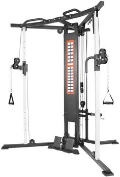 the body - solid functional home gym system is shown in black and white with orange accents