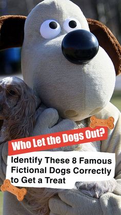 a person in a costume holding a dog with the caption who let the dogs out?