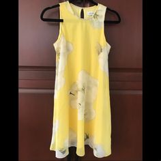 Worn Once, Brand New Condition. Yellow Floral Flowy Dress. Ask Questions! Casual Calvin Klein Spring Dress, Casual Calvin Klein Dress For Spring, Calvin Klein Spring Daywear Dresses, Calvin Klein Casual Mini Dress For Spring, Casual Calvin Klein Mini Dress For Spring, Elegant Calvin Klein Dress For Day Out, Summer Floral Print Calvin Klein Dresses, Calvin Klein Summer Floral Print Dresses, Calvin Klein White Mini Dress For Summer