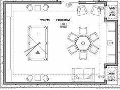 a floor plan for a living room and dining area