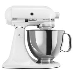 an artisan mixer is shown on a white background