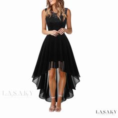 Lasaky - Sleeveless Bodycon Dress with Irregular Hemline, Bow Waist Belt and Lace Chiffon Patchwork - Perfect for Formal Events Long Chiffon Skirt, Sleeveless Chiffon Dress, Robes D'occasion, Cocktail Dress Vintage, Chiffon Evening Dresses, Chiffon Fashion, Floral Lace Dress, Vestidos Vintage, Dinner Dress