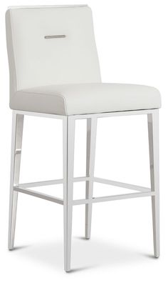 a white counter stool with metal legs