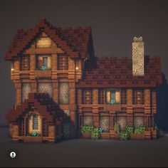 a large house made out of wood and bricks