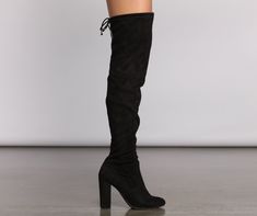 These over the knee faux suede boots are the essential shoe you need this fall season! They feature a trendy almond toe and a sturdy block heel. Wear these with a flirty flowy mini dress for a nice dinner out.Fit & Features Almond toe Block heel Inner zipper closure Over the knee design Back tie closure Faux suede fabric Please be advised that these boots run small. Fit model recommends one size up. Chic Thigh High Heeled Boots For Spring, Chic Thigh-high Boots For Fall, Chic Thigh High Boots For Fall, Trendy Knee-high Boots With Block Heel For Fall, Trendy Block Heel Knee-high Boots For Night Out, Trendy Thigh-high Heeled Boots For Fall, Chic Over-the-knee Heeled Boots For Spring, Elegant Fall Date Night Boots, Elegant Boots For Date Night In Fall