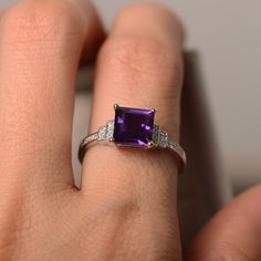 February birthstone ring amethyst ring square amethyst | Etsy Luxury Purple Amethyst Ring, Rectangular Shape, Luxury Purple Amethyst Rectangular Ring, Luxury Purple Rectangular Amethyst Ring, Classic Amethyst Birthstone Ring With Accent Stones, Formal Purple Amethyst Ring With Rectangular Shape, Elegant Emerald Cut Amethyst Ring, Formal Rectangular Purple Amethyst Ring, Formal Rectangular Amethyst Ring, Elegant Emerald Cut Amethyst Birthstone Ring