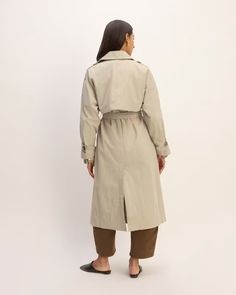 The ReNew Long Trench Coat Trench Coat Khaki – Everlane Casual Double-breasted Outerwear With Belted Cuffs, Belted Raincoat For Fall, Winter Outerwear With Flap Pockets In Gabardine, Everlane Outerwear With Pockets For Work, Casual Outerwear With Belted Cuffs In Gabardine, Winter Workwear Raincoat With Button Closure, Utility Outerwear For Rainy Weather, Utility Outerwear For Rainy Spring Weather, Winter Utility Raincoat For Workwear