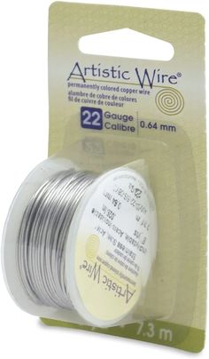 an image of artistic wire 22 gauge silver plated round beading wire, 25 yards