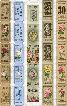 some old postage stamps with flowers on them and numbers for each one in the bottom row