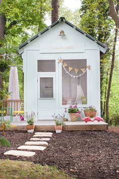 Childrens Playhouse, Mulch Landscaping, Backyard Playhouse, Build A Playhouse, Wendy House, Cubby House, Kids Playhouse, Backyard For Kids