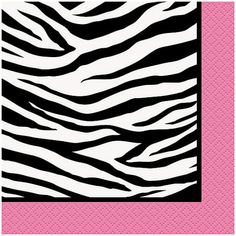 a pink and black zebra print lunch napkin