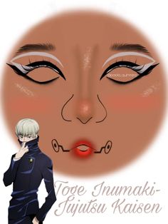 Jujutsu Kaisen Makeup Look, Anime Inspired Makeup Looks, Inumaki Makeup, Jjk Makeup, Jujutsu Kaisen Nails, Anime Makeup Looks, Anime Makeup Ideas, Anime Inspired Makeup