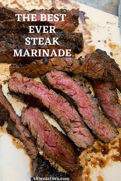 the best ever steak marinade on a cutting board