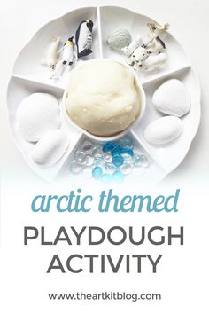 the arctic themed playdough activity is displayed on a plate