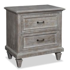 an old wooden nightstand with two drawers