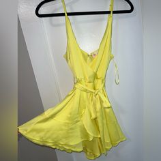 Neon Yellow Satin Tie Romper With Zipper Size Medium Bought From Boutique New Without Tags Yellow Tie, Yellow Satin, Media Buying, Yellow Ties, Neon Yellow, Pant Jumpsuit, Jumpsuit Romper, Pants For Women, Rompers