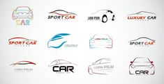 car logos are shown in different colors and sizes