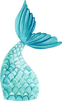 a watercolor drawing of a fish with blue scales on it's back legs