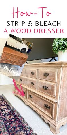 Bleached wood furniture and accessories are so on-trend right now. Learn how to strip and bleach wood furniture to get the look. Cherry Wood Furniture, Muebles Shabby Chic, Furniture Cheap, Diy Sofa Table