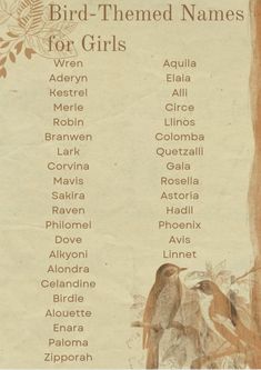 the bird - themed names for girls