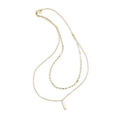 Made in Italy Double Strand Choker Necklace in 14K Gold - 16" | Gold Necklaces | Necklaces | Zales Elegant Gold Bar Necklace For Layering, Dear Husband, Shimmer And Shine, Shimmer N Shine, Gold Necklaces, Bar Pendant, Cable Chain, Gifts For Wife, Lobster Claw