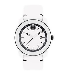 Movado BOLD TR90 | Movado Paris Patterns, Movado Bold, New Museum, Black Accents, White Dial, Automatic Watch, Sporty Style, Mid Century Design, Stainless Steel Bracelet