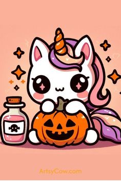 Hello Kitty Unicorn, Unicorn Costumes, Halloween Unicorn, Halloween Illustrations, Unicorn Pumpkin, Friends Adventures, Fav Products, Unicorn Drawing, Unicorn Halloween