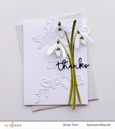 an image of thank card with flowers on it