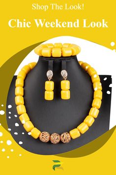 Elevate your look with our African Beaded Jewelry Set, the perfect fashionable earrings set for a Chic weekend style. These cute weekend jewelry pieces are ideal weekend style accessories, adding an effortlessly Chic outfit touch. Embrace edgy fashion with this stylish jewelry for women, perfect for trendy outfits for women and weekend style jewelry sets. Elegant Yellow Beaded Bracelets With Gold Beads, Elegant Yellow Beaded Bracelet With Gold Beads, Party Beaded Necklaces With Polished Beads, Elegant Yellow Polished Beaded Bracelets, Elegant Yellow Beaded Bracelet With Faceted Beads, Elegant Colorful Beads Jewelry For Party, Jewelry Sets With Round Beads For Celebrations, Gold Jewelry Sets With Colorful Beads For Party, Elegant Yellow Jewelry With Colorful Beads